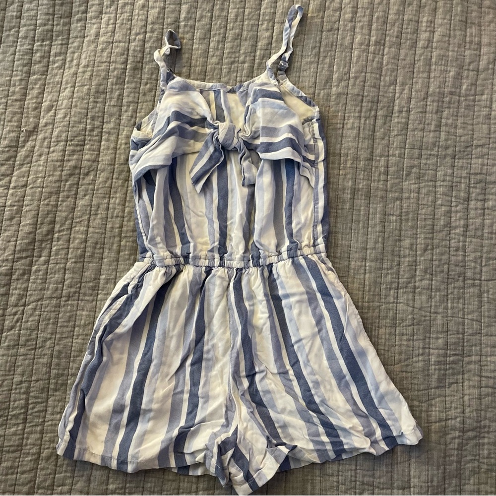 Like New Abercrombie Kids Girls Blue and White Striped Romper
